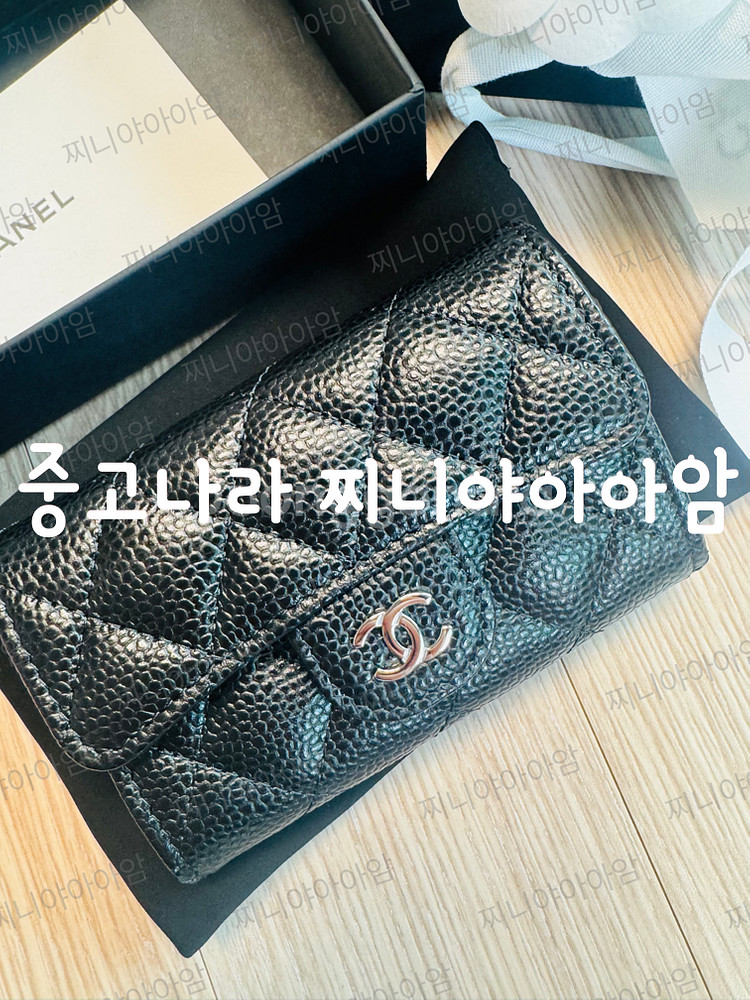 샤넬 클래식 플랫지갑 (클똑) 블랙 은장 (미사용 새상...--0