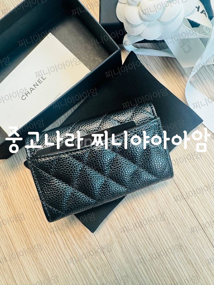 샤넬 클래식 플랫지갑 (클똑) 블랙 은장 (미사용 새상...--3