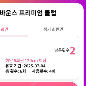 바운스 하남 120cm 이상 2시간권 2매 일괄