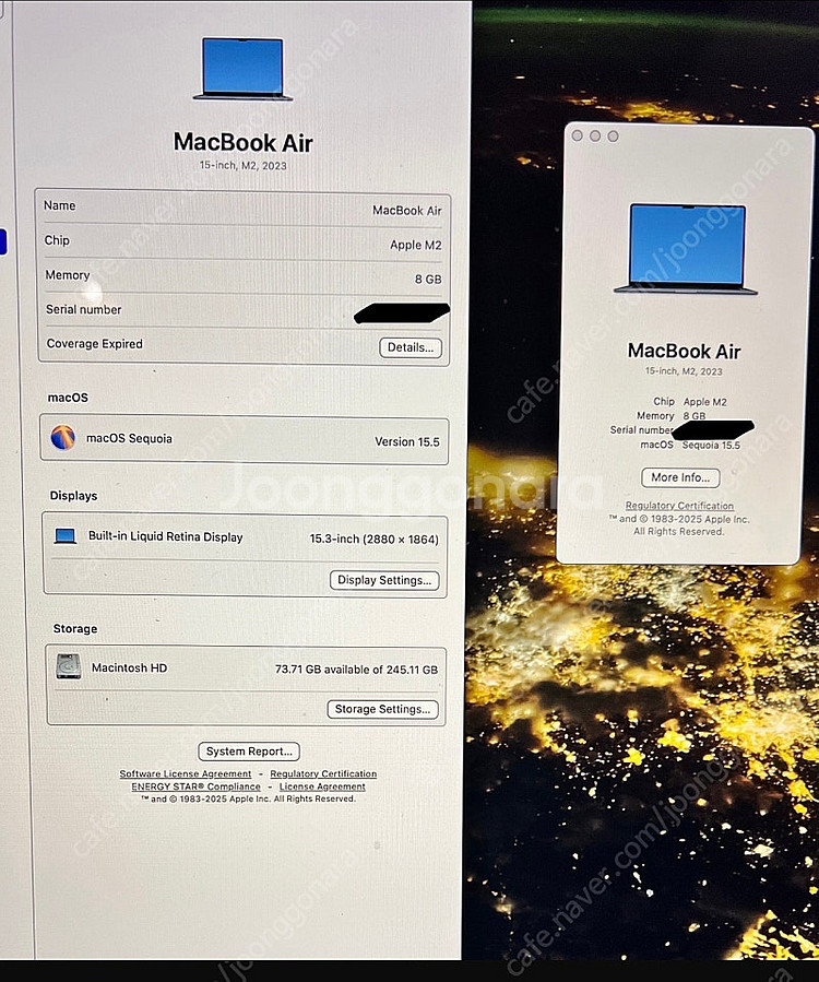 맥북 에어 15 m2 8gb 256, 2023년--2
