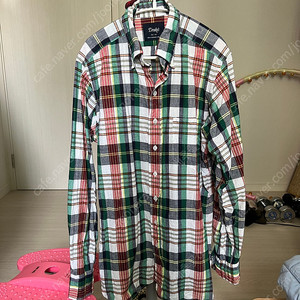 드레익스 Blue and Red Madras Check Cotton Button-Down Shirt 16사이즈 판매합니다