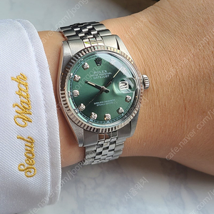 [정품] 롤렉스 데이저스트 36 올리브그린 10P 다이아몬드 (Rolex Datejust 36 Olive Green 10P Diamond Vintage)