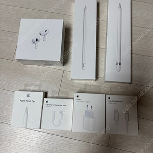 [대전] 미개봉 애플 에어팟 애플 펜슬 펜슬팁 충전기 아답터 헤드폰잭