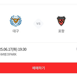 6월 17일 대구fc vs 포항 스틸러스 원정석 2연석