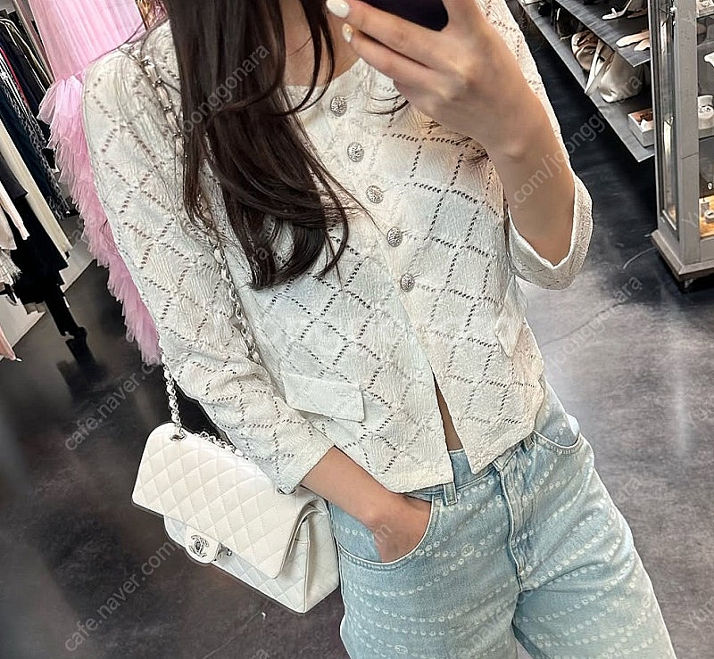 더로랑 이태리 아가일 가디건 S--0