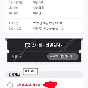 6월 17일 삼성 두산 3루 내야지정석 2연석 판매