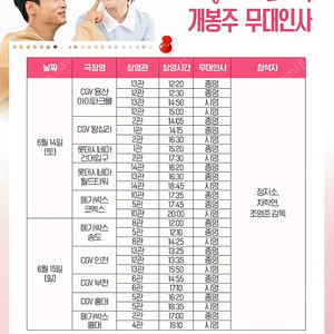 태양의 노래 무대인사 월드타워, 왕십리, 홍대, 인천,