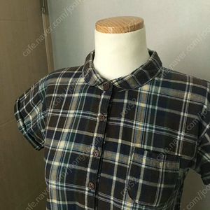 일본빈티지 모리걸 둥근카라 코코아 체크 반팔 원피스