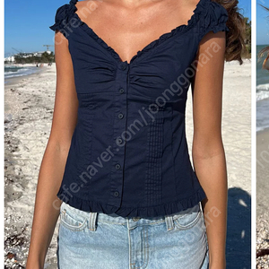 브랜디멜빌 엘레나 블라우스 네이비