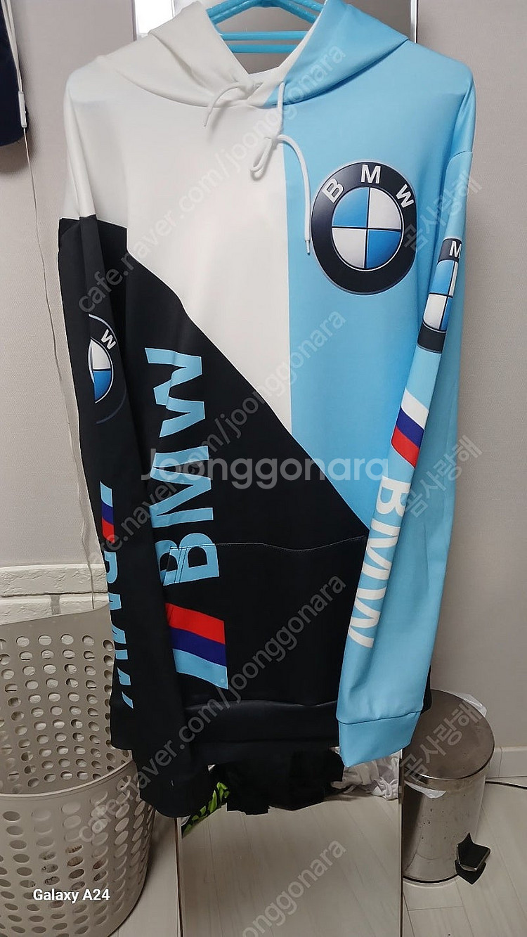 BMW 블랙 앤드 블루 후드 티셔츠(3XL)--2