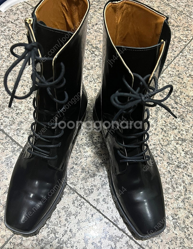 수제화 천연가죽 복스레더 레이스업 워커 부츠 260사이...--0