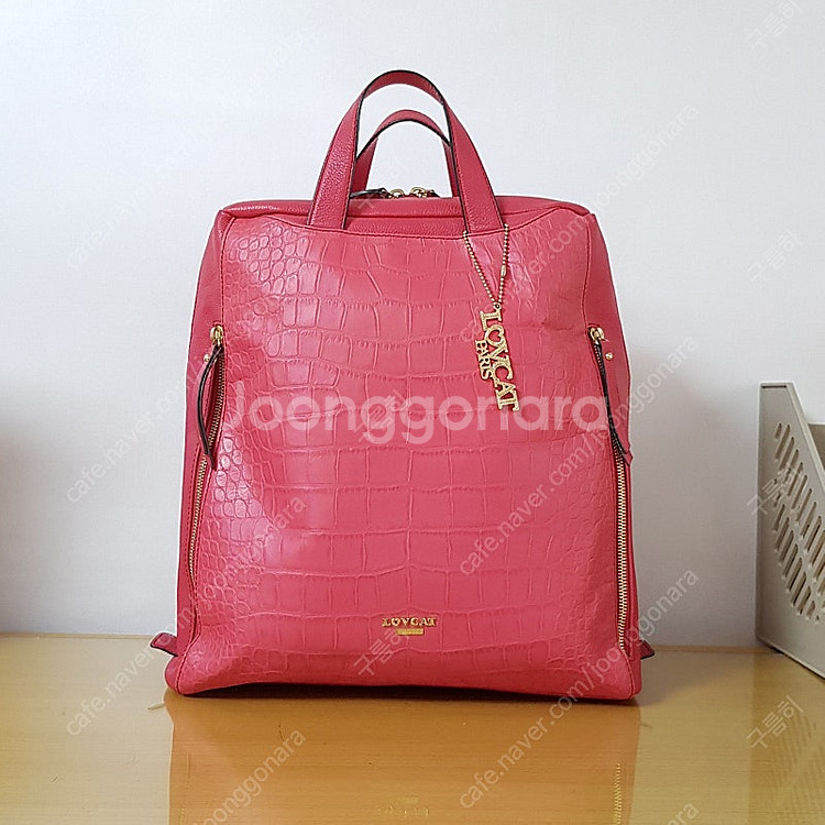 LOVECAT 러브캣 핑크 분홍 천연가죽 리얼가죽 백팩...--2