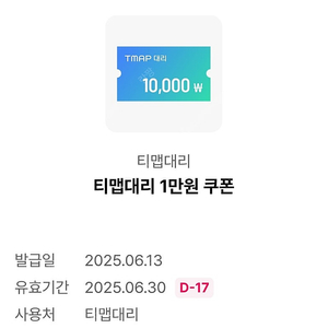 티맵대리 1만원 쿠폳