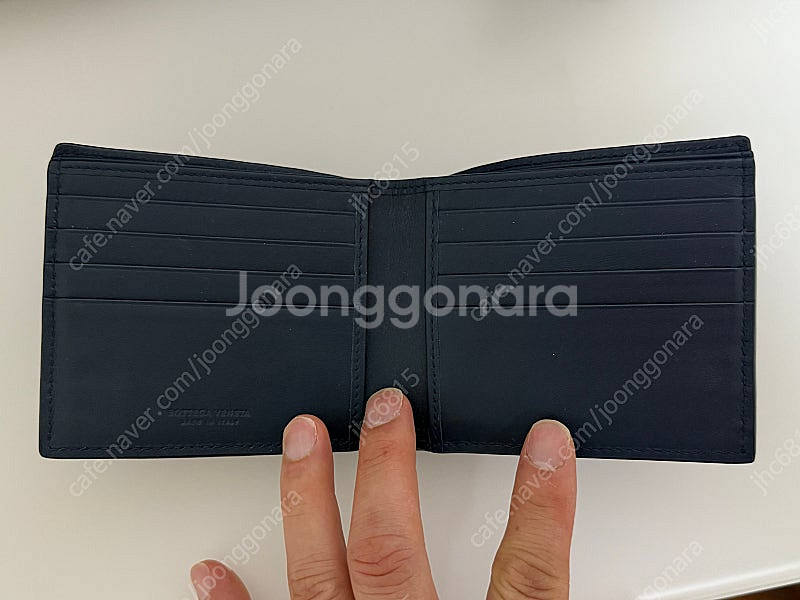 보테가 베네타 인트레치아토 가죽 반지갑 (남성용, 네이...--4
