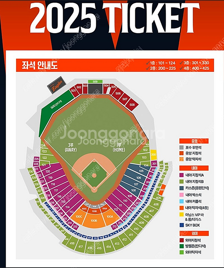 6.20일 한화vs키움 중앙지정석B 2연석 (한화이글스--0