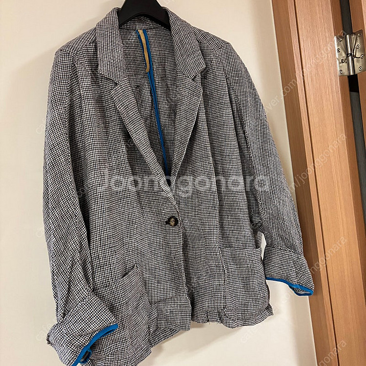 다포딜 린넨100 체크 자켓 점퍼 야상 올드머니룩 하객...--1