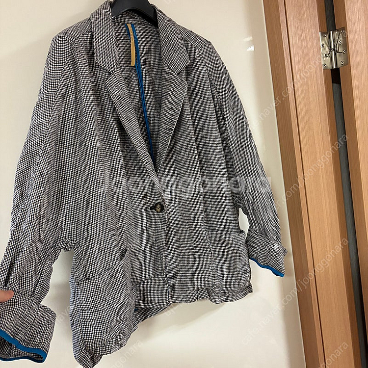 다포딜 린넨100 체크 자켓 점퍼 야상 올드머니룩 하객...--8