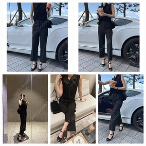 더로랑 로얄 스판 크롭 슬랙스 바지 블랙 아이보리 s