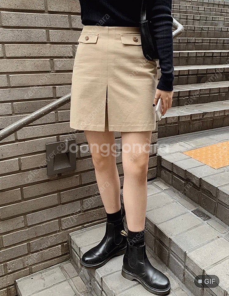 슬로우앤드 오드 포켓 핀턱 코튼 스커트--1