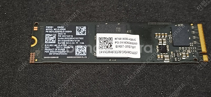 중고 m2 SSD256G nvme삼성mz-vl42560--0