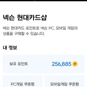 현대카드 넥슨포인트 250000
