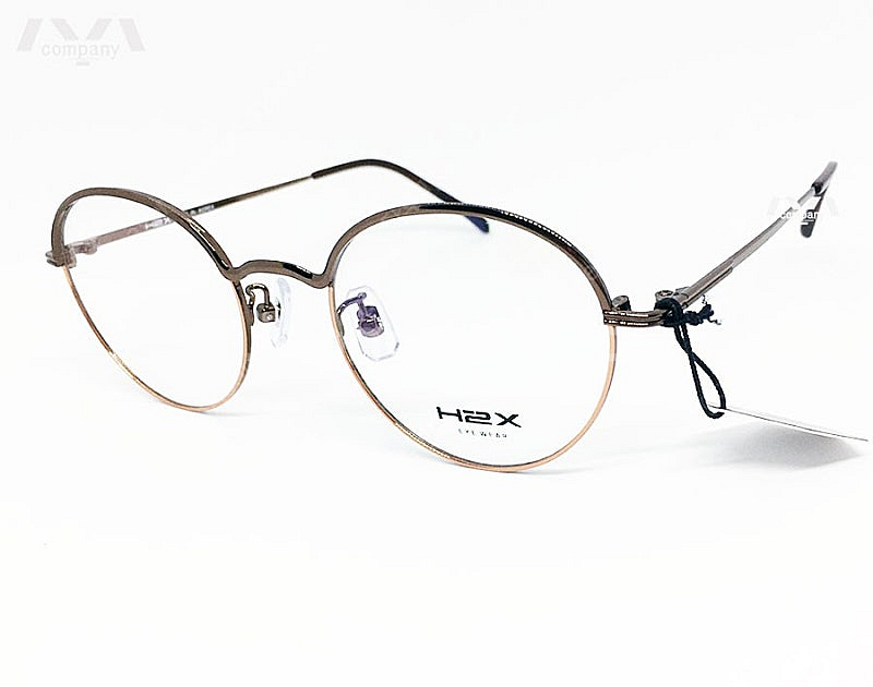 H2X 투톤브라운 라운드 메탈 안경테 남녀공용 새제품 ...--0
