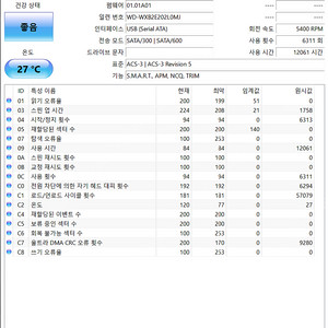 WD20SPZX 2.5인치 2TB HDD 팝니다
