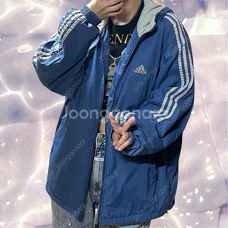 아디다스 올드스쿨 후드 누빔 패딩 점퍼 알링톤 블루 1...--1