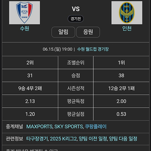 인천유나이티드vs수원삼성 원정석 2인