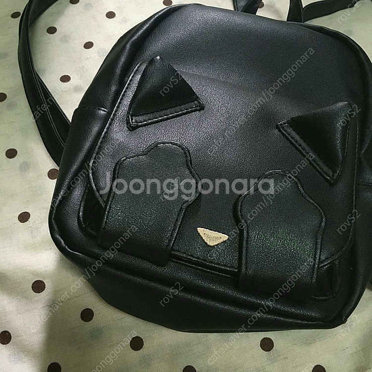 빈티지 모리걸 대장 고양이 가죽 미니백팩--1
