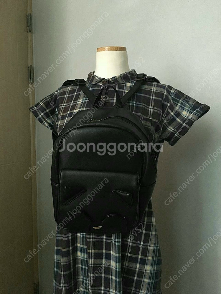 빈티지 모리걸 대장 고양이 가죽 미니백팩--5