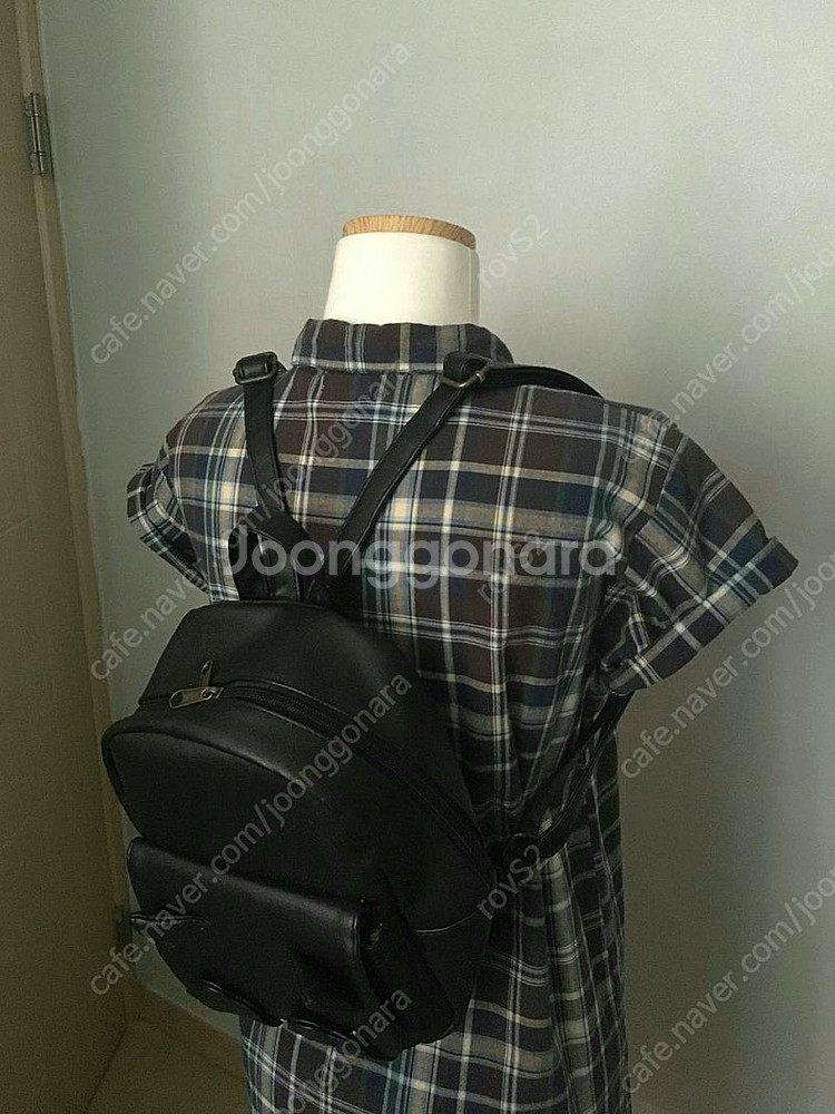 빈티지 모리걸 대장 고양이 가죽 미니백팩--6