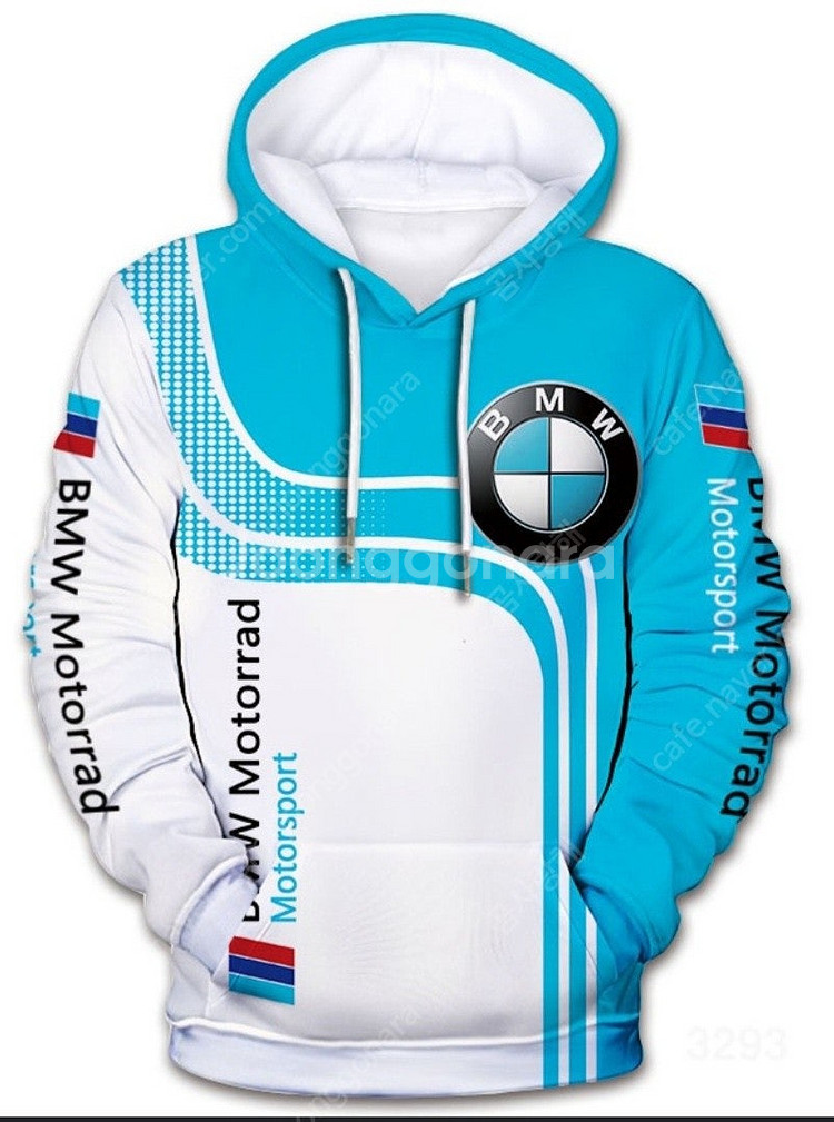 BMW 화이트 앤드 블루 후드 티셔츠(3XL)--0