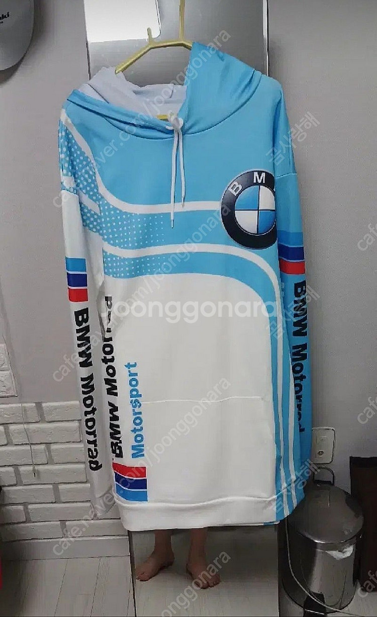 BMW 화이트 앤드 블루 후드 티셔츠(3XL)--1