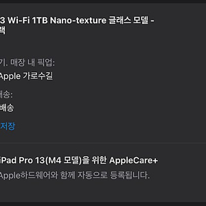 아이패드 프로 13인치 M4 1테라 Wi-Fi 나노텍스처 + 애케플 판매합니다.