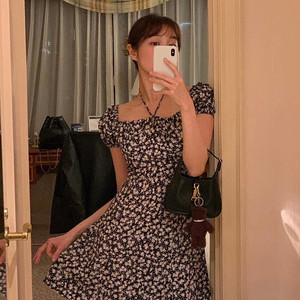 스키니피그 플라워 퍼프 봄 원피스 새상품