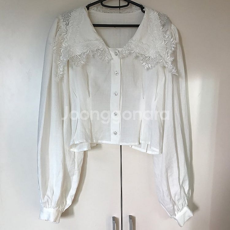 JS뉴욕 빅카라 레이스 블라우스 린넨100% 헬더 놉 ...--5