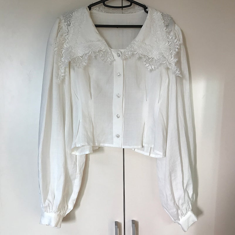 JS뉴욕 빅카라 레이스 블라우스 린넨100% 헬더 놉 프영띵 블로썸 한스스타일 오르 베니토 르꼬르망 미미씨엘 드노리... 이미지