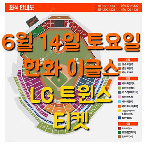 토요일 6월 14일 한화 이글스 엘지 LG 트윈스 1루 3루 응원단석 응원석 내야 지정석 커플석 탁자석 포수 후면석 중앙 지정석 탁자석 외야 지정석 탁자석 엘지 LG 한화 야구 티