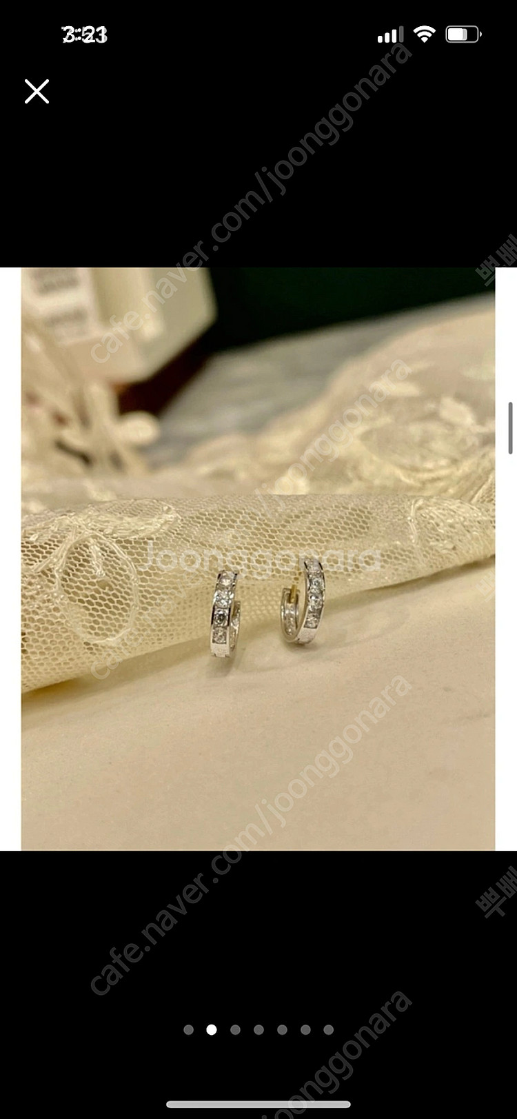 로이드 14k 화이트골드 큐빅 원터치 귀걸이 한쌍--1