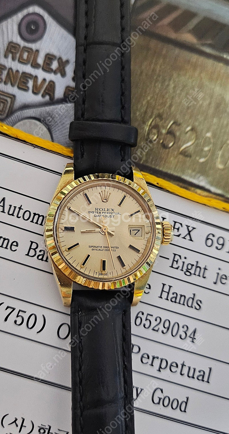롤렉스 6917 18k 금통 26mm + 제작 가죽줄--0