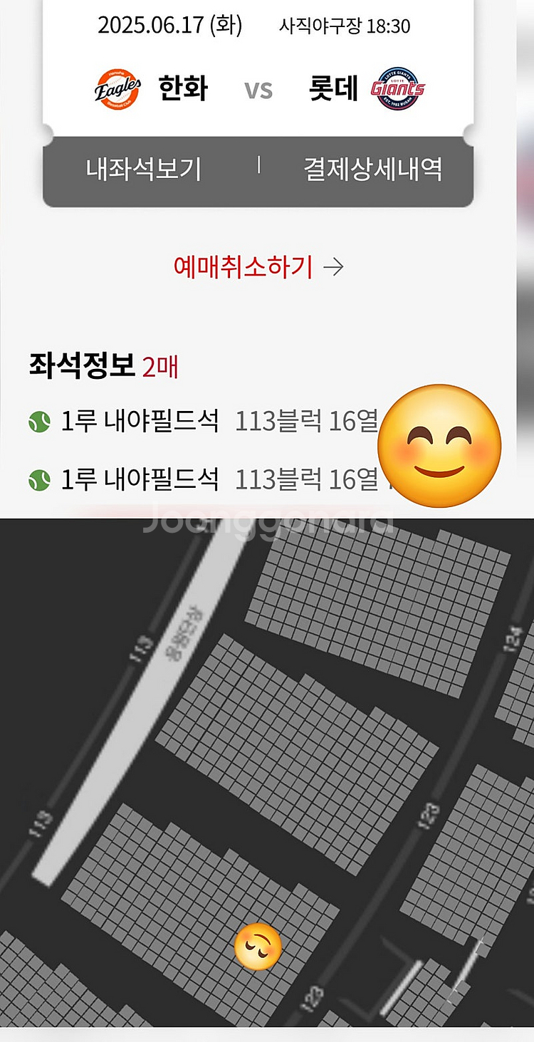 사직 롯데자이언츠 VS 한화이글스 6월17일 1루 내야...--1