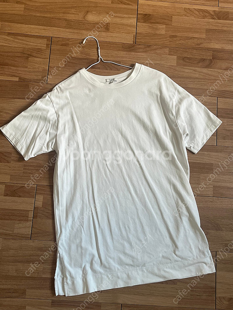 (엉덩이 덮는 기장) JAJU 자주 흰색 반팔 롱 티셔츠 S--3