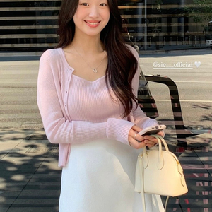 시에 sie 리나 에센셜 가디건+슬리브리스 핑크