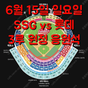 일요일 6월 15일 롯데 자이언츠 SSG 랜더스 야구 티켓 쓱 SSG 롯데 3루 3루 원정 응원석 응원 지정석 2연석 4연석 6연석 통로 가까운 통로석 문학 랜더스 필드 양도
