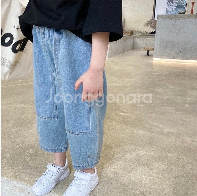 유아 아동 배기 데님 팬츠 연청바지 (130~140)--0