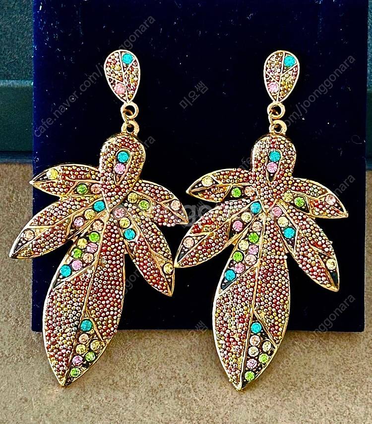 ALDO 화려한 멀타칼라 스톤 꽃모양 드롭 펜던트 귀걸...--0