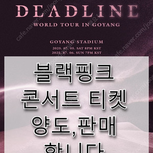 블랙핑크 콘서트 티켓 양도,판매 합니다. (토,일) BLACKPINK WORLD TOUR 〈DEADLINE〉 IN GOYANG