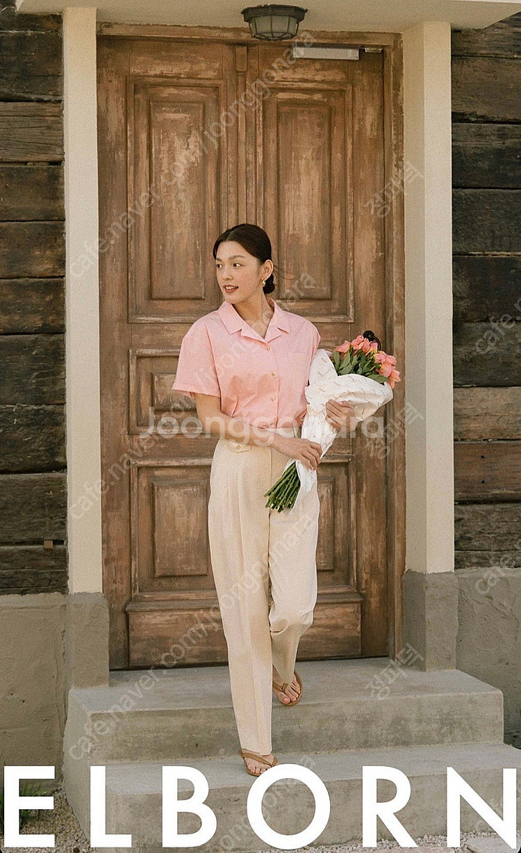 엘보른 elborn 하프 슬리브 셔츠 핑크 새상품--2