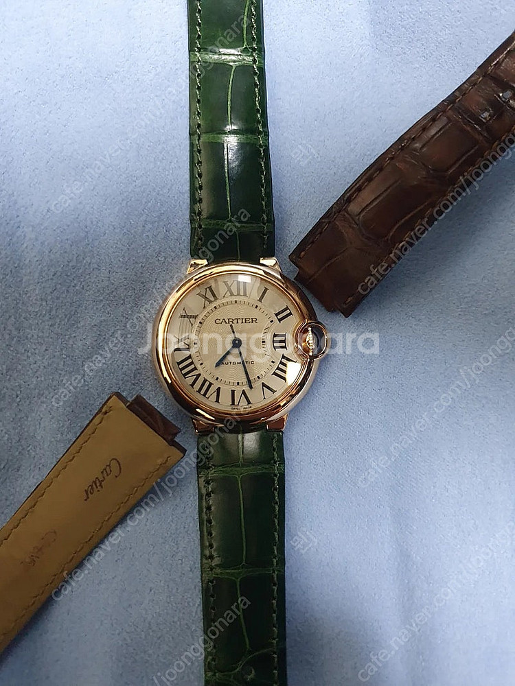 까르띠에 발롱블루 18k 로즈골드 금통 오토 36mm--1